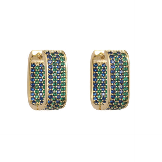 Glow Chronicle · Green Cubic Zirconia Geometric Cube Drop Earrings