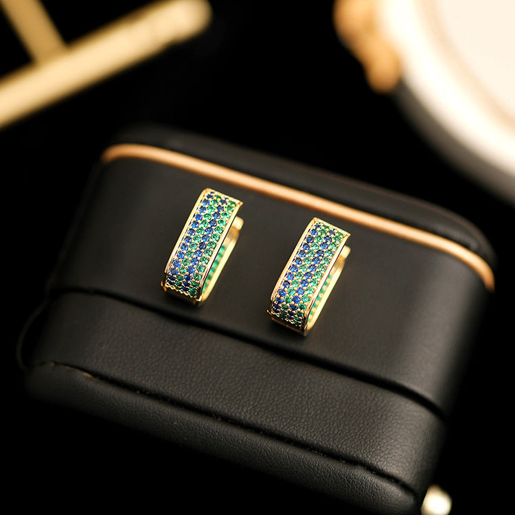 Glow Chronicle · Green Cubic Zirconia Geometric Cube Drop Earrings