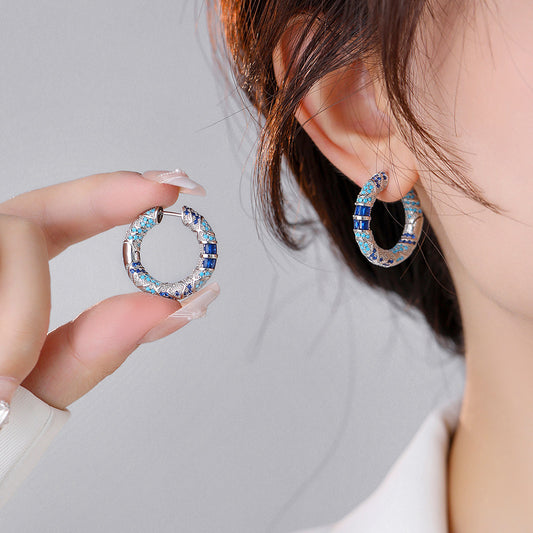 Culture Bridge · Cobalt Blue Enamel-Finish Drop Earrings