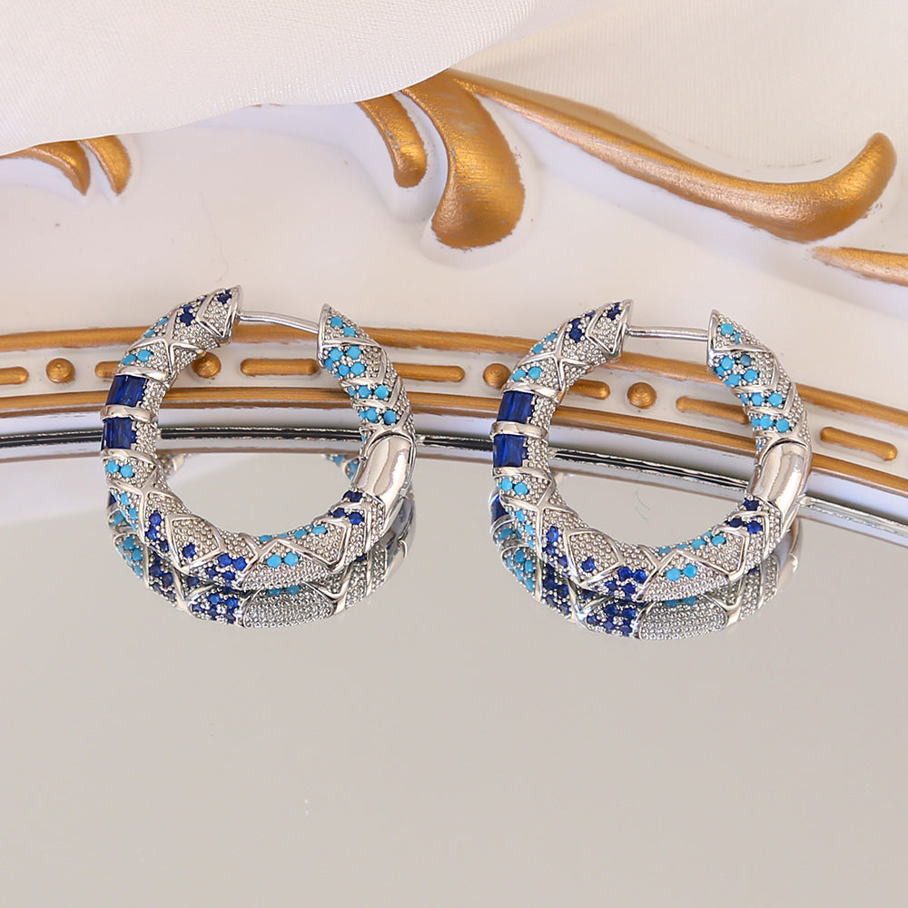 Culture Bridge · Cobalt Blue Enamel-Finish Drop Earrings