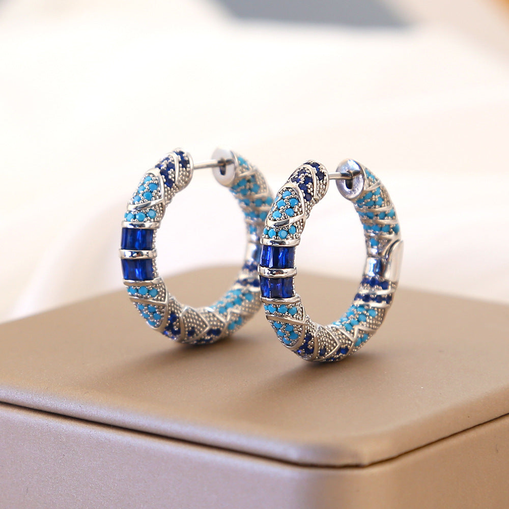 Culture Bridge · Cobalt Blue Enamel-Finish Drop Earrings