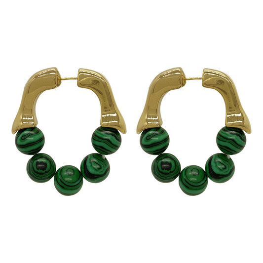 Culture Bridge · Turquoise-Inspired Gold-Plated Statement Earrings
