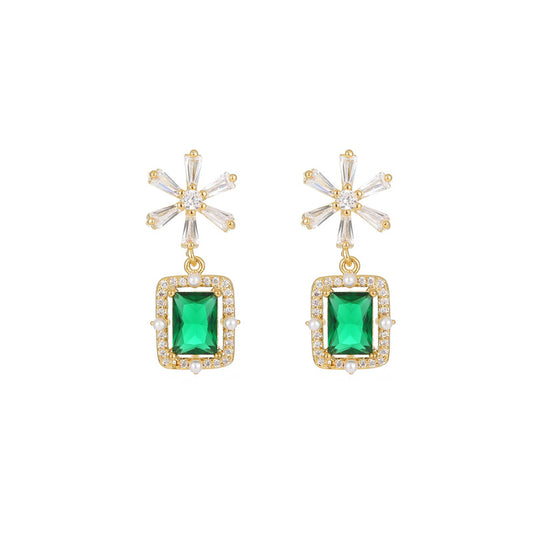 Glow Chronicle · Green Cubic Zirconia Drop Earrings