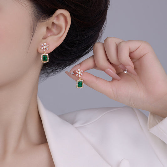 Glow Chronicle · Green Cubic Zirconia Drop Earrings