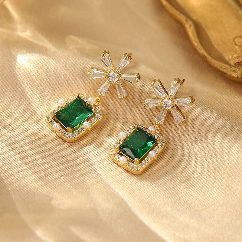 Glow Chronicle · Green Cubic Zirconia Drop Earrings