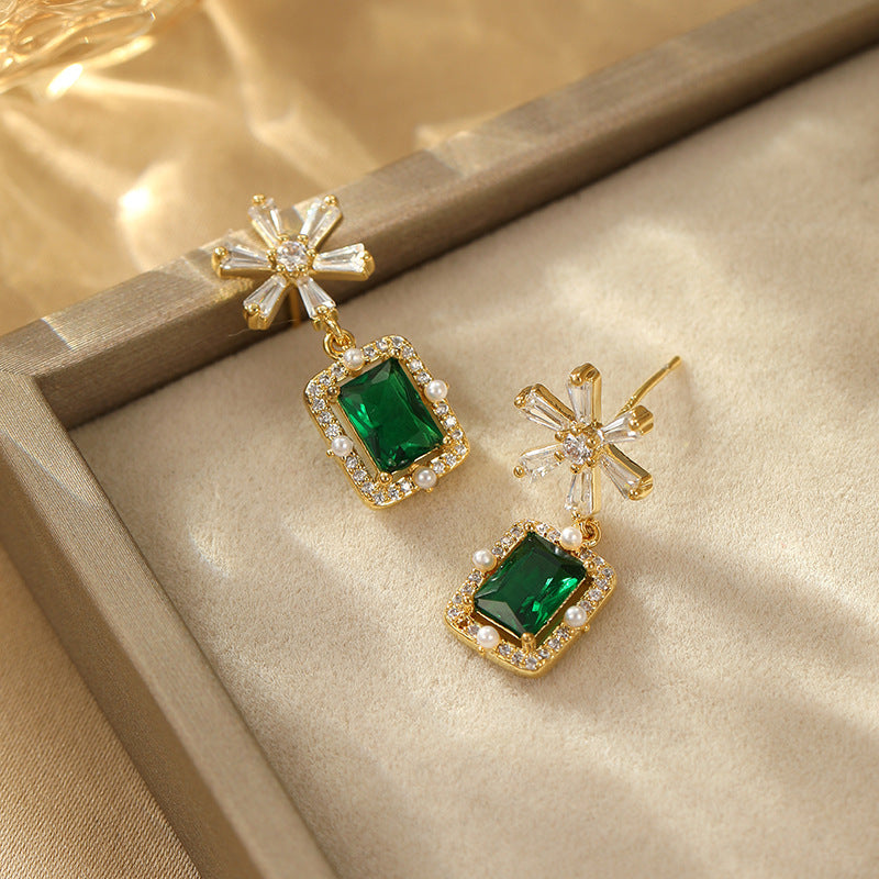 Glow Chronicle · Green Cubic Zirconia Drop Earrings